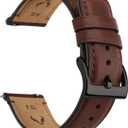 Fullmosa Leather Watch Bands for Men, 18mm 19mm 20mm 22mm 24mm Quick Release Watch Bands Strap - Burnished Band Vintage Wristband with Stainless Steel Metal Clasp (Dark Brown+Smoky grey hardware)