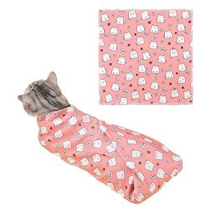Vinqki 27.6'' Cat Grooming Wrap for Cutting Nails - Escape Proof Cats Restraint Wrap for Nail Clipping,Kitten Swaddle Wrap,Anti-Scratch & Anti-Bite,Easy Clipping & Care Pet Tool(L (up to 18 lbs)