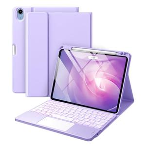 Harvopu Compatible with iPad Air 11 Inch & Air 5th/Air 4th Generation Case with Keyboard - Multi-Touch Trackpad, 7-Color Backlit, Detachable Folio Cover for Air 11-inch M3/M2 (2025/2024), Light Purple