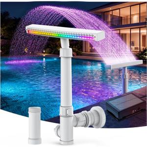 Solar Pool Fountain with Lights for Above Ground Pools | Pool Fountain Waterfall Pump with 6 Nozzle, Solar Pool Fountain for Inground Pools with 8 Color LED Lights