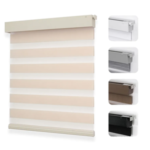 Joydeco No Drill Zebra Blinds for Windows, Cordless Day & Night Dual Sheer Roller Shades, Easy Installation, Free-Stop Lift System, Light Filtering Privacy Blinds for Home(Beige,35" W x 75" H)