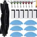22pcs Replacement Part Kit for Tikom L9000 L8000 Pro, Lubluelu SL60D, Laresar L6 Nex Robotic Vacuum Cleaner Spare Parts, 1 Main Roller, 8 Side Brush, 6 Hepa Filter, 6 Mop Cloths,1 Cleaning Brush