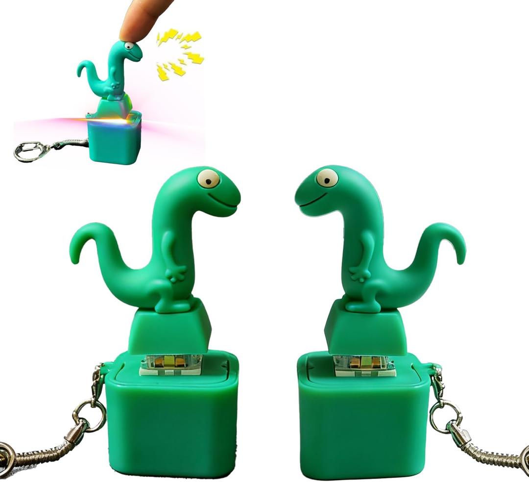 Lizard Keychain Sound Fidget Toys,Rechargeable Lizard Anxiety Relief Keychain Button Toy with Colorful Light & Sound, Fun Portable Anxiety Relief Toy, Adults Keyboard Clicker(2PCS)