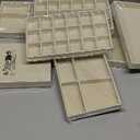 Set of 8 Stackable Jewelry Organizer Stackable Trays, Jewelry Drawer Inserts Container Display Case Storage for Earring Necklace Rings Bracelet Watch with Removable Dividers-Beige