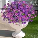Artificial Fake Mums Flowers for Outdoor Spring Decor, 12 Bundles Faux Flowers Plants Silk Daisy for Planter Pot Colorful UV Resistant Look Real for Front Door Porch Patio Outside Yard(Light Purple)