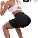 ATHVOTAR Workout Gym Shorts Women, High Waisted Seamless Butt Lifting Scrunch Butt Sports Shorts (Black, L)