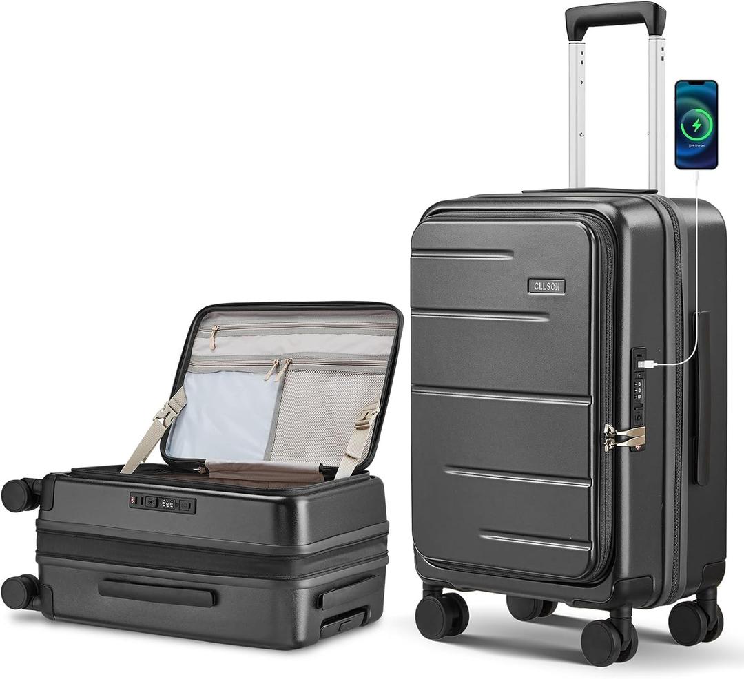 Carry on Luggage Expandable Travel Luggage Top Opening Suitcase with TSA Lock and USB Built in,Light weight Rolling Suitcases with Spinner Wheels, PC Hard Shell Suitcases, 20 Inch