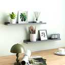 Floating Shelves for Wall Decor, Long Wall Mounted Storage Shelf for Bedroom, Living Room, Bathroom, Kitchen, Nursery, Modern Display Picture Ledge Shelf with Lip Set of 2-24 Inches, Grey