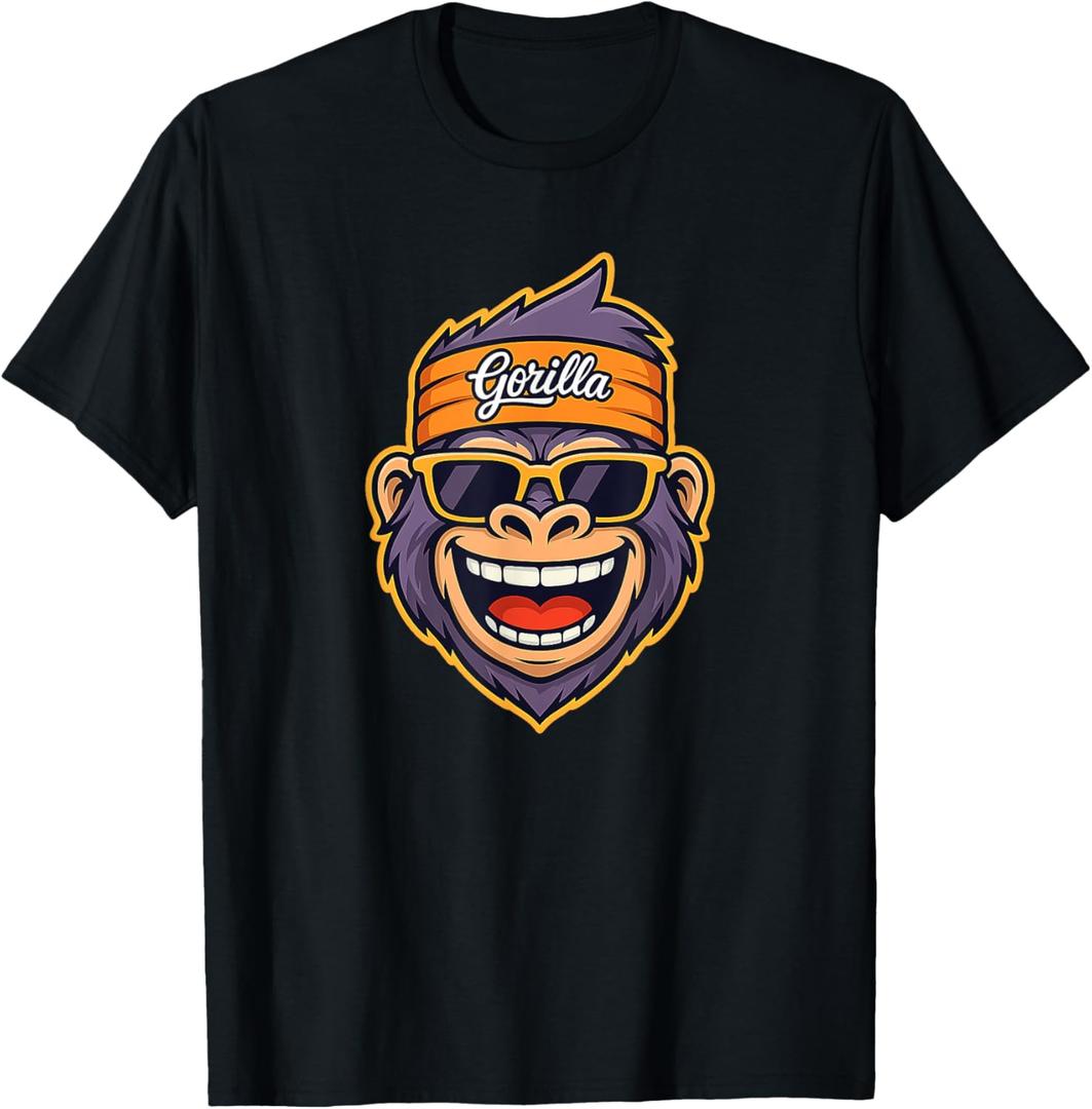 Funny Jolly Funky Gorilla Gym Lover Modern Kids Men Women T-Shirt (Small, Black)