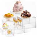 KOLIPI 6Pcs Buffet Risers, Food Risers for Buffet Table, Acrylic Boxes for Display Cube Riser Display Stand for Party Catering Dessert Collectibles, Clear Set (Size 8", 7", 6", 5", 4", 3")