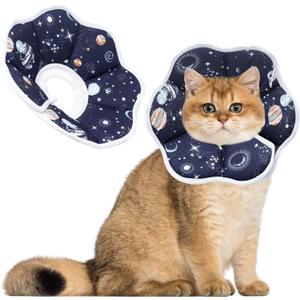 Soft Adjustable Cat Cone Collar - Comfortable Recovery Collar for Cats After Surgery (Dark Blue, Medium)