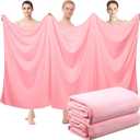 Mixweer 2 Pcs Oversized Bath Towels, 40 x 80 Inch Giant Microfiber Jumbo Bath Sheets Ultra Soft Bathroom Microfiber Quick Dry Absorbent Shower Towels for Spa Camping Beach (Light Pink)