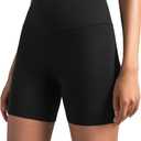 Colorfulkoala Women's Dreamlux High Waisted Yoga Shorts 6" Inseam Workout Tights (S, Black)