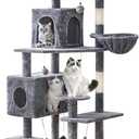 Cat Tree 71.6 inches Cat Tower for Indoor Cats, Multi-Level Cat Condo Furniture with Scratching Posts, Plush Perches, Activity Center with Cozy Basket & Hammock for Large Cats,Light Gray (Grey)
