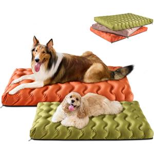 Orthopedic Dog Bed Outdoor Waterproof Dogs Crate Bed for Large Medium Small Dogs, Washable Cooling Dog Bed Mat with Removeable Cover & Memory Foam36" x 27", Green