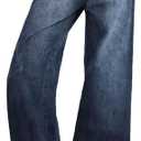 Women's Low Rise Baggy Jeans Y2K Wide Leg Denim Pants Casual Loose Straight Leg Boyfriend Jeans with Pockets (Blue - Black) Small