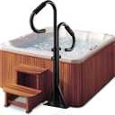 Two Way-Hot Tub Handrails, 48"-57" Adjustable Height SPA Handrail w/360 Swivel Option, Hot Tub Railing to Get in and Out, 700LBS SPA Side Handrail for Indoor&Outdoor, Black
