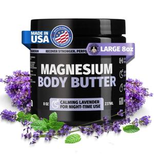Coach Soak Nighttime Magnesium Body Butter, Thick Cream with High Magnesium Concentration, Soothes Muscles Overnight, Shea Butter, Almond Oil & Lavender, Large Size (8oz) (8 Ounce (Pack of 1))