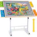 Fanwer Adjustable Puzzle Table with Drawers 1500 Piece, Angle & Height Adjustable Jigsaw Puzzle Table with Metal Legs | 35"x26" Tilting Puzzle Board for Adults and Children, for Birthday (Grey Surface+4 Drawers)