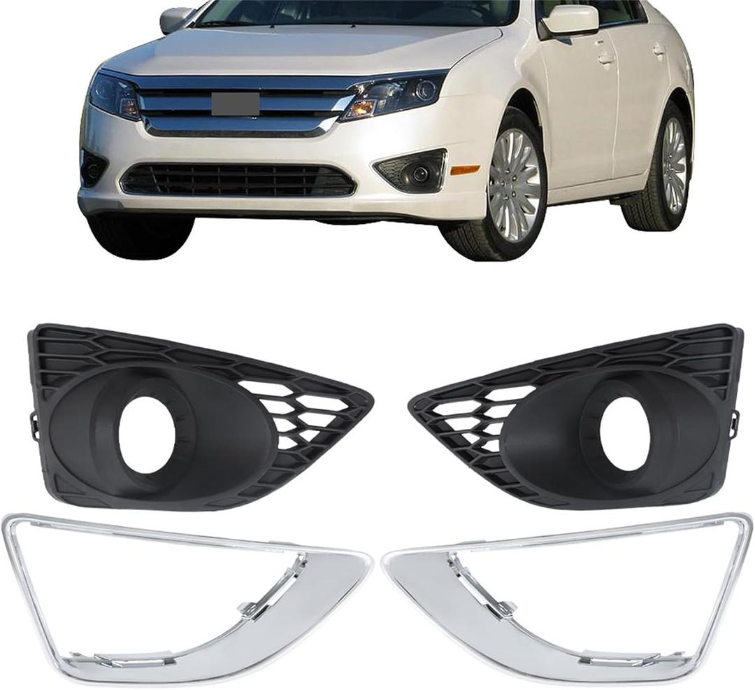 waltyotur Driver and Passenger Fog Light Trim Set Compatible Assembly Replacement for Fusion 2010 2011 2012 Left and Right Side Signal Light Replacement for AE5Z17E810BA