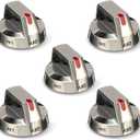 DG64-00473A Upgraded Stove Knob Oven Knobs Replacement Compatible with Samsung Gas Range Oven Stove Part NX58H5600SS NX58H5650WS NX58K7850SS - Top Burner Control Dial Perilla Great Steel 5 Pack