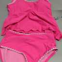 blibean Girls Swimsuits Two Piece Tankini Sets Ruffle Bathing Suit with Chest Pad 6-15 Years (Pink)