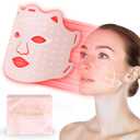 SDKWDH Red Light Therapy for Face, 7 Colors LED Face Mask Light Therapy At Home, Led Face Mask Light Therapy, Pink