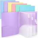Colarr 6 Pcs 10 Pocket Pastel Folders 11x10 Inch, Heavy Duty Plastic Multi Pocket File Folder Letter Size Paper Document Project Organizer for Office Home Business Meeting