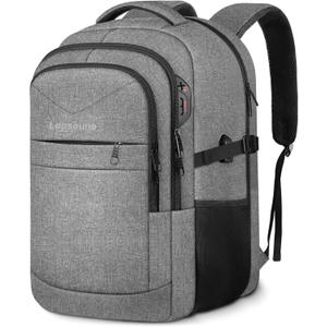Lapsouno Extra Large Laptop Backpack, 17 Inch Carry on Travel Backpack, Anti-Theft College School Computer Bag with USB Port, Gift for Men Women, Grey