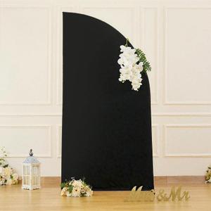 Black Half Moon Arch Cover Wedding Arch Backdrop Backdrops for Weddings Parties Baby Showers Event 6ft(Black,6x3ft)