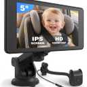 Baby Car Camera Monitor | 5" 1080P IPS Suction Cup Screen - 360° Rotation IR Night Vision 3X Zoom - USB Powered Headrest Mount for Baby Car Cam