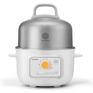 BUYDEEM G32 Electric Food Steamer 1.6QT, Stainless Steel Steamer for Vegetable Egg Seafood, 8 Time Settings, Triple Dry Protection, Quick Steam, Healthy Cooking for 1-2 Servings, Arctic White