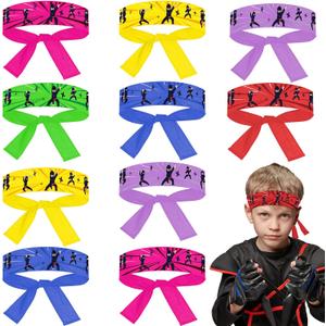 ZOIIWA 48 Pcs Karate Headband Karate Birthday Party Decorations Karate Themed Headband for Kids Boys Girls (Colorful)