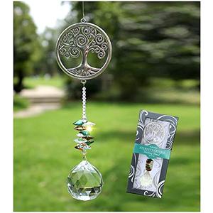 Rosleanny Crystal Garden Suncatcher Hanging Crystals Ornament for Window Rainbow Maker Prisms Home Decor Gift Boxed Sun Catcher Gift Idea for Mom Friends Grandma,Tree of Life