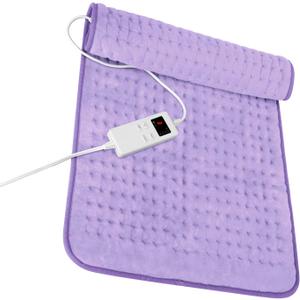 Heating Pad for Neck and Shoulders and Back, Electric Heating Pad for Period Cramps with 6 Heating & 4 Timer Setting, Easy Machine Washable, Best Gifts for Parents (17'' x 33'') (Light Purple)