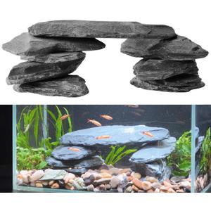 Natural Slate Stone Rocks for Aquascaping, Reptile Basking Platforms & Fish Tank Decor, Aquarium Bridge Design Kit: 83-6" +18-10" Slates (4.1-4.6 lbs)