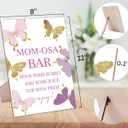 QOFO Decorative Signage Butterfly Baby Shower Sign- Wooden Game Sign with Stand, Multicolor, 8x11 inches, Modern, Party Favor