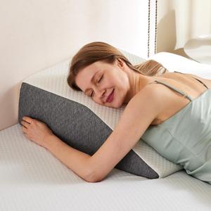 Sweetcrispy 7 Inch Wedge Pillow, Body Pillow for Sleep Apnea, Neck Pain Relief, Post Surgery, Sleeping Comfort, Snoring, White & Grey