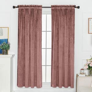 FY FIBER HOUSE Elegant Room Darkening Velvet Blackout Curtains Drapes Heat Insulated Window Shade Panels Rod Pocket 52Wx95L Inch 2 Panels Canyon Rose