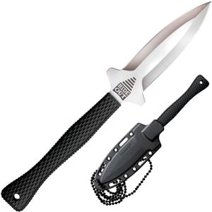 Cold Steel Hide Out 3" Durable Japanese AUS8A Stainless Steel Fixed Blade Spear Point Tactical Outdoor Neck Knife, 3-1/2" Kray-Ex Handle, Resistant Secure-Ex Sheath