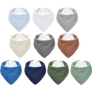 Muslin Baby Bibs,Soft Triangular Baby Bandana Drool Bibs for Baby Boy Girl,Solid Colors Bib for Drooling Teething (10 Pack-forest)