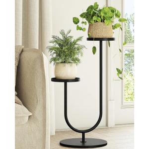 Bamworld Upgraded Outdoor Plant Stand Metal Plant Stand Indoor Corner Plant Shelf for 2 Pots Tall Plant Holder Black Plant Shelves for Living Room Bedroom Decor