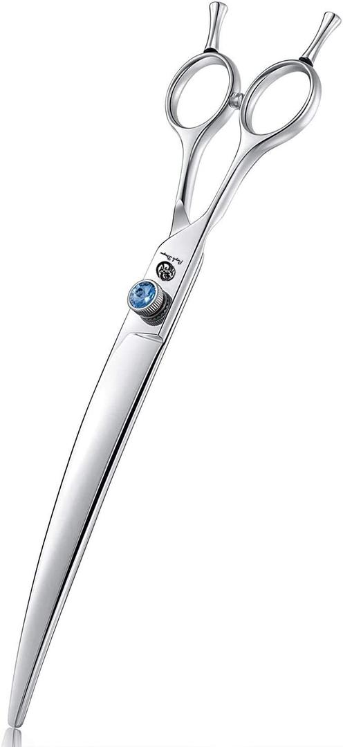 Purple Dragon 8.0" Left Handed Professional Pet/Dog Grooming Hair Cutting Scissors&Downward Curved Scissor &Chunker Shears with Bag - for Mancinism Pet Groomer or Family DIY