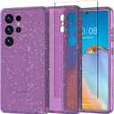 ACKETBOX for Samsung Galaxy S25 Ultra Case,Glitter Clear Case S25 Ultra,Shockproof Bumper Protective Phone Cover, Designed for Samsung S25 Ultra 5G 6.8"(Purple Bling)