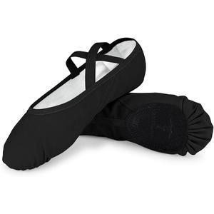 TXJ Sports Ballet Shoes for Women Girls, Women's Ballet Slipper Canvas Dance Shoes Split Sole Yoga Dance Flats (9, Black)
