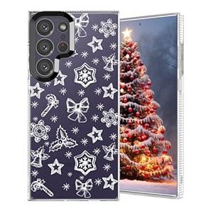 GUESNUY Christmas Phone Case for Galaxy S24 Ultra, Aesthetic Xmas Case Compatible for Samsung Galaxy S24 Ultra, Soft TPU Funny Christmas Winter Pattern Print Designed Anti-Slip Shockproof Phone Case