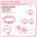 Tondiamo 5 Pcs Kids Hippie Costume Accessories 60s 70s Toddler Girl Outfit Boho Peace Sign Daisy Flower for Halloween Cosplay (Light Pink)