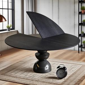 Folding Round Table Top Extender 60'' inch Wood Round Table Top No Legs Foldable Replace Desktop for Indoor Outdoor Patio Table Heavy-Duty Portable Table Extender Top (Black, 59in)