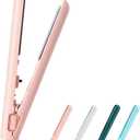 Curling Iron, Mini Dual-Purpose Curling Iron, 2-in-1 Mini Curlings Wand & Flat Irons Hair Straightener, Cozy Home Curlings, for All Hair Types, Rapid Heating (Pink)