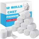 Nuanchu 12 Rolls Medical Cotton Cast Padding Roll Individual Pack Soft Plaster Cloth Gauze Roll Undercast Padding Wrap Bandage for Halloween Bandage Art Body Casts Mask Making Craft (3 Inch X 8.8 ft)